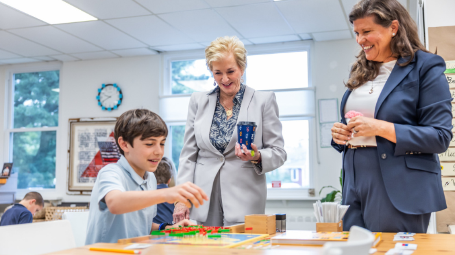 Linda McMahon (center), Secretary of Education